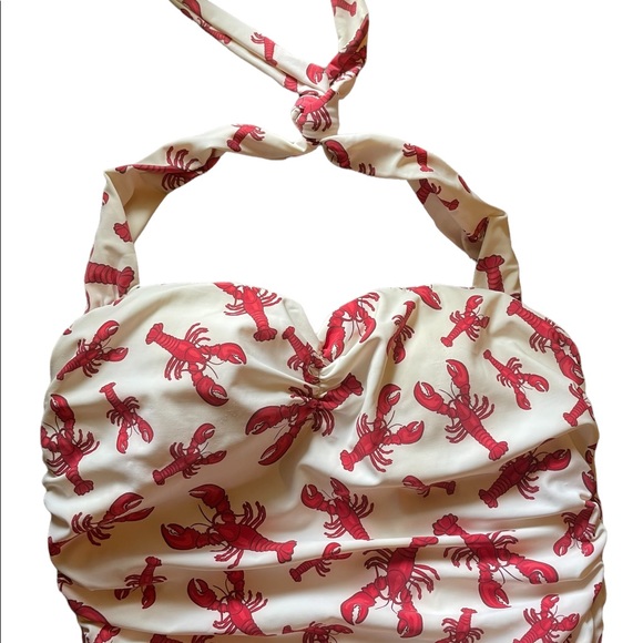 Esther Williams Red and White One Piece Swimsuit with Floral Design - Picture 3 of 15